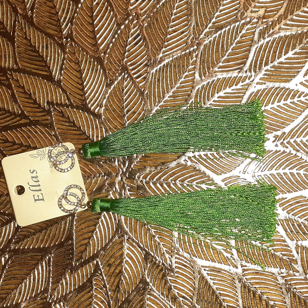 Green Tassle Earrings